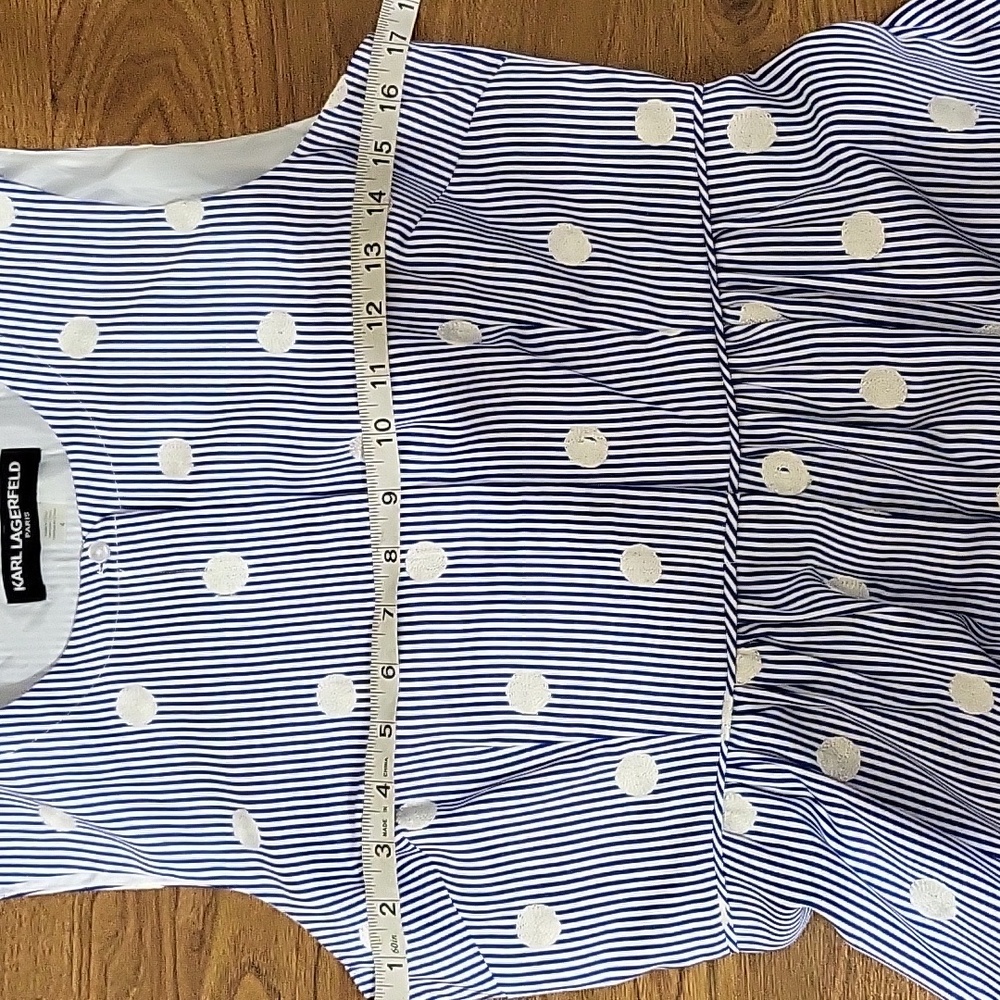 KARL LAGERFELD PINSTRIP POLKA DOT DRESS - Picture 9 of 11